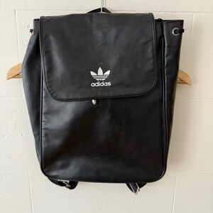 Adidas Originals Black and White Faux Leather Backpack